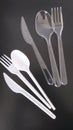 Knife,fork, spoon, disposable plastic cuterly! Royalty Free Stock Photo