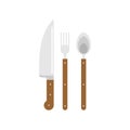 Knife and fork and spoon, kitchen utensils sign. Dishes Vector illustration Royalty Free Stock Photo