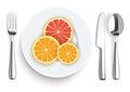 Knife Fork Spoon Plate Citrus Fruits