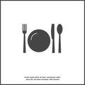 Knife, fork, spoon and plate. Cutlery. Table setting on white isolated background. Layers grouped for easy editing illustration.