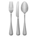 Knife, fork, spoon on white bacground.