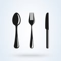 Knife, fork and spoon on white background. Vector illustration Royalty Free Stock Photo