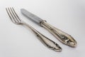 Knife and fork - sterling cutlery, silver flatware set