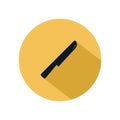 Knife icon vector, cutlery isolated on yellow circle, vector restaurant element