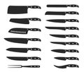 Knife icon set, kitchen utensil cutting instrument Royalty Free Stock Photo