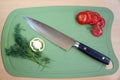 Knife kitchen with a blade from Damask steel