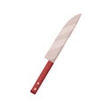 Knife, kitchen cutting tool with metal blade and wooden handle. Cutlery, kitchenware for cooking, chopping. Knive item