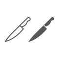 Knife line and glyph icon, kitchen and cooking