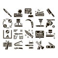 Knife Making Utensil Glyph Set Vector