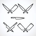 Knife set. Collection icon Knife. Vector Royalty Free Stock Photo