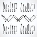 Knife set. Collection icon Knife. Vector Royalty Free Stock Photo