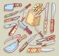Knife set, vector illustration. Royalty Free Stock Photo