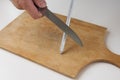 Knife sharpening Royalty Free Stock Photo