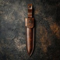 Knife sheath displayed on a dark background creating a dramatic visual contrast and highlighting the craftsmanship of the material Royalty Free Stock Photo