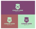 knife and shield combination logo set. premium vector design. simple design and very stunning.