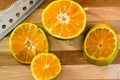 The knife sliced orange Royalty Free Stock Photo