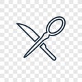 Knife and Spoon Crossed concept vector linear icon isolated on t Royalty Free Stock Photo