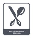 knife and spoon crossed icon in trendy design style. knife and spoon crossed icon isolated on white background. knife and spoon Royalty Free Stock Photo