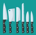 Knife thin line icons set