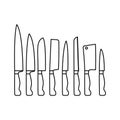 Knife line icons set on white background Royalty Free Stock Photo