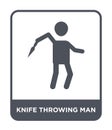 knife throwing man icon in trendy design style. knife throwing man icon isolated on white background. knife throwing man vector