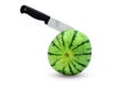 Knife on watermelon isolate on white background Royalty Free Stock Photo