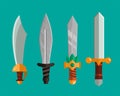 Knife weapon dangerous metallic sword vector illustration of sword spear edged set.