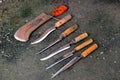 Knifes and hatchet for cutting meat at Eid Royalty Free Stock Photo