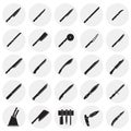 Knifes icons set on circles background for graphic and web design. Simple vector sign. Internet concept symbol for