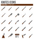 Knifes icons set on white background for graphic and web design. Simple vector sign. Internet concept symbol for website