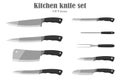 Knifes set or Kitchen knives. Cutlery Set. Vector illustration.