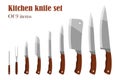 Knifes set or Kitchen knives. Cutlery Set. Vector illustration. Royalty Free Stock Photo