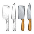 Knifes. Vector color and black vintage engraving isolated on white