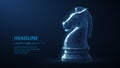 Knight. Abstract vector 3d chess knight isolated on blue. Business strategy, marketing solution, strategic vision