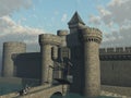 Knight approaching castle gate