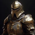 Knight in armor against the background of fire, metal armor of a military theme. Game character in the style of dark souls Royalty Free Stock Photo