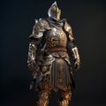 Knight in armor against the background of fire, metal armor of a military theme. Game character in the style of dark souls Royalty Free Stock Photo