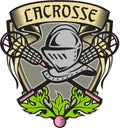 Knight Armor Lacrosse Stick Crest Woodcut