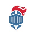 Knight armor logo icon design, warrior helmet symbol