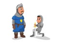 Knight in Armor Stand on Knee Oath Giving to King