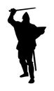 Knight in armor, with sword, helmet and shield silhouette illustration. Royalty Free Stock Photo