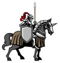 Knight with armored horse Royalty Free Stock Photo