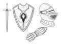 Knight armour set sketch engraving vector