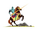 Knight attacking on horseback vector illustration