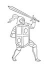 Knight Attacking Pose Isolated Coloring Page