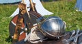 Knight camp during the traditional Medieval festival Royalty Free Stock Photo