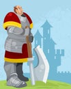 Knight on a castle background