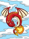 Knight Dragon Colored Cartoon Illustration
