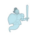 Knight Ghost isolated. Metal armor warrior. Iron armor. Vector