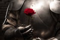 Knight giving a rose to lady Royalty Free Stock Photo